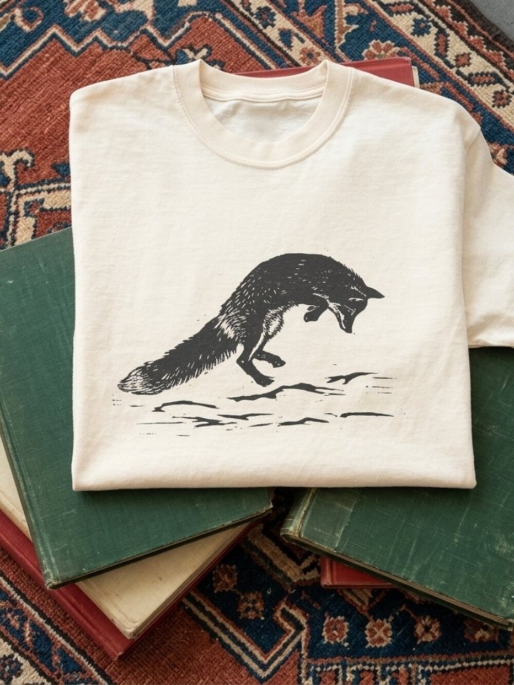 Playful Fox in Snow T-Shirt | Cute Animal Art Tee | Winter Wildlife Shirt